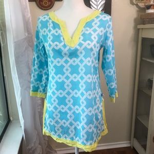 All for Color blue yellow swim coverup
